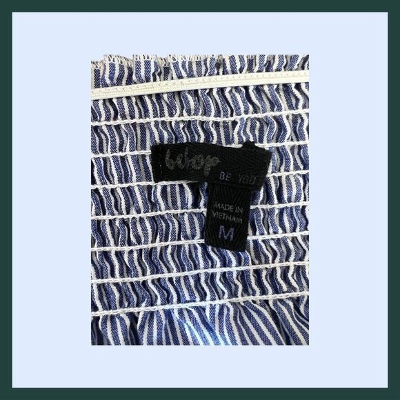 BeBop Off-Shoulder Stripe Blouse with Ruched Detail & Half Sleeves with Tie, M - Picture 4 of 4